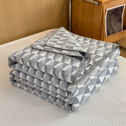 Simple Geometric Cotton Gauze Comfy Quilt