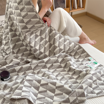 Simple Geometric Cotton Gauze Comfy Quilt