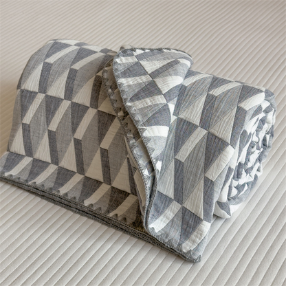 Simple Geometric Cotton Gauze Comfy Quilt