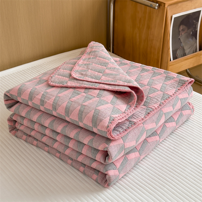 Simple Geometric Cotton Gauze Comfy Quilt