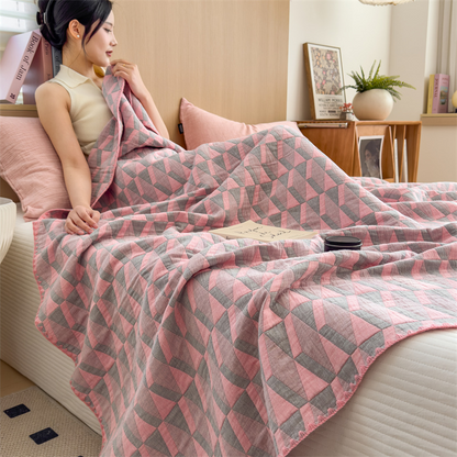 Simple Geometric Cotton Gauze Comfy Quilt