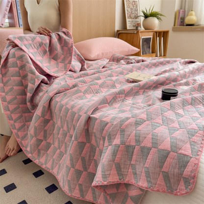 Simple Geometric Cotton Gauze Comfy Quilt