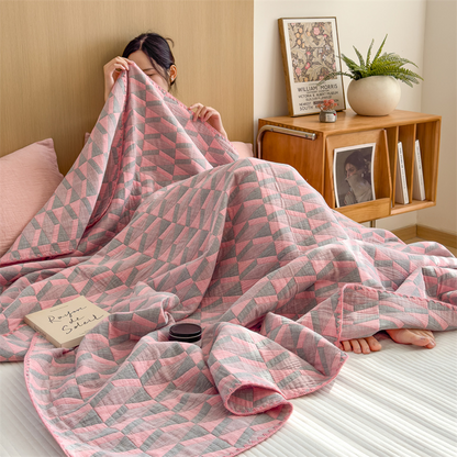 Simple Geometric Cotton Gauze Comfy Quilt