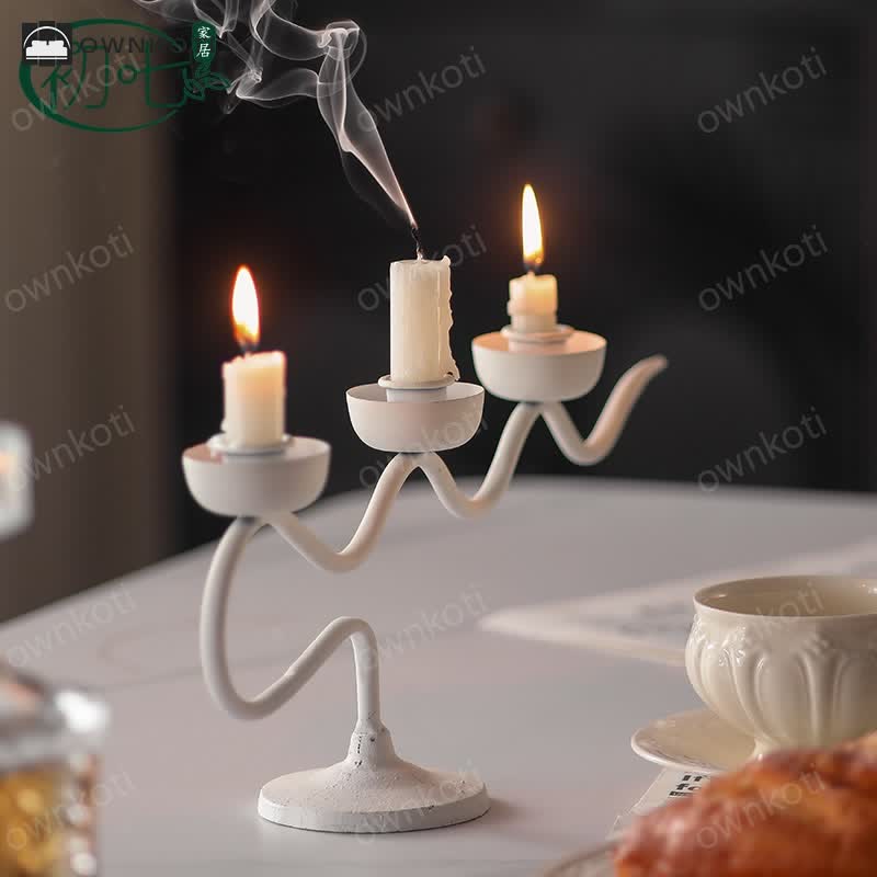 Retro Iron Branch Shape Table Candle Holder Ornament