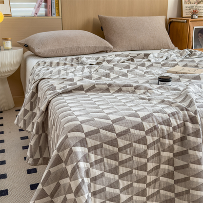 Simple Geometric Cotton Gauze Comfy Quilt