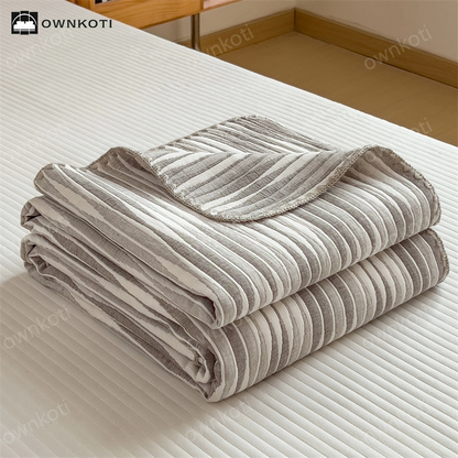Cotton Gauze Striped Breathable Comfy Quilt