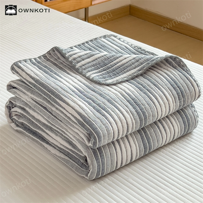 Cotton Gauze Striped Breathable Comfy Quilt