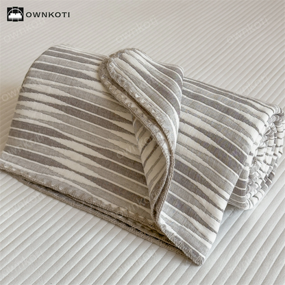 Cotton Gauze Striped Breathable Comfy Quilt