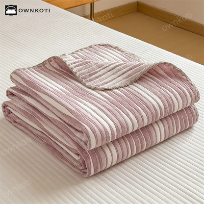 Cotton Gauze Striped Breathable Comfy Quilt