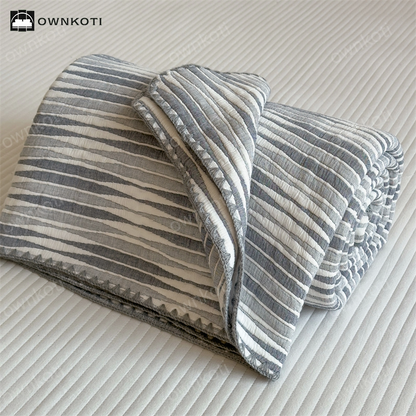 Cotton Gauze Striped Breathable Comfy Quilt
