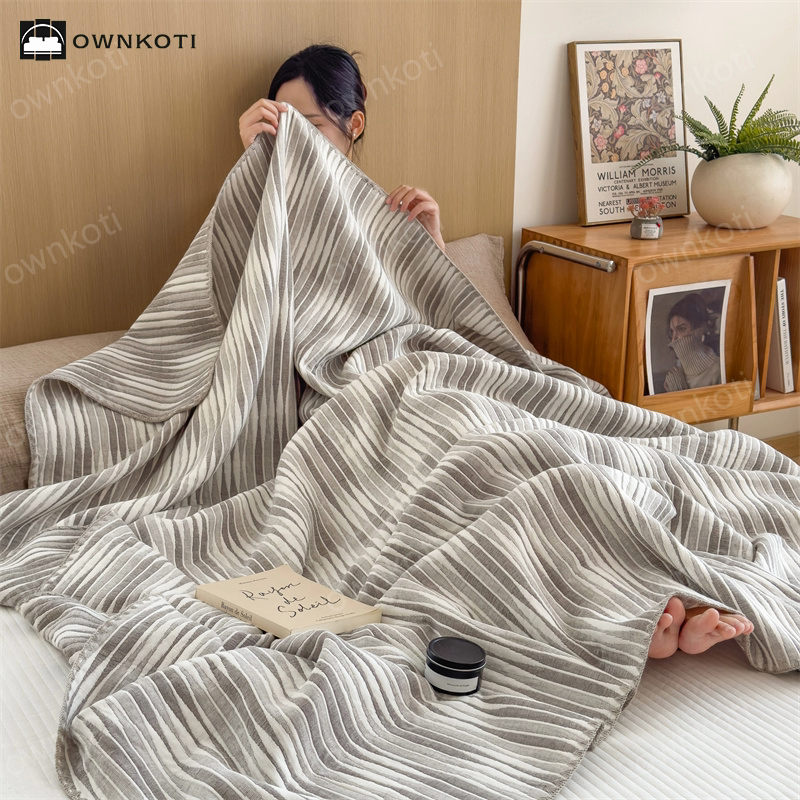 Cotton Gauze Striped Breathable Comfy Quilt