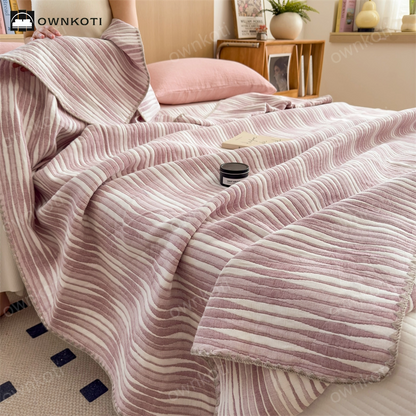 Cotton Gauze Striped Breathable Comfy Quilt