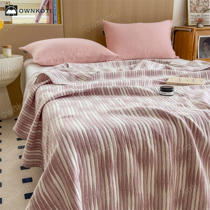 Cotton Gauze Striped Breathable Comfy Quilt