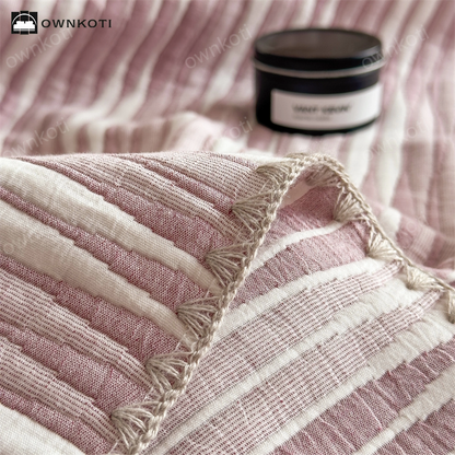 Cotton Gauze Striped Breathable Comfy Quilt