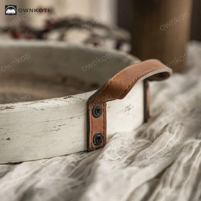 Retro Bohemian Style Wood Round Tray