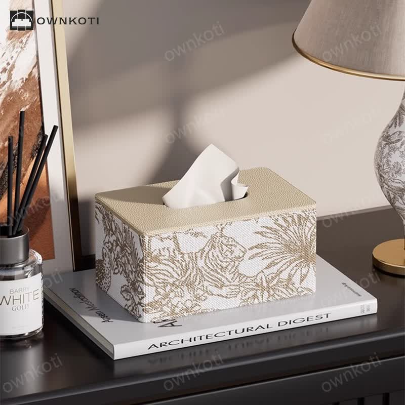 Vintage Leather Storage Tissue Box Cover
