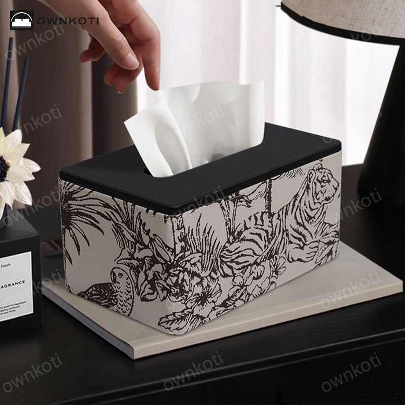 Vintage Leather Storage Tissue Box Cover