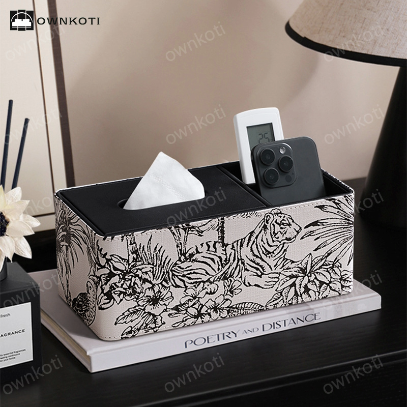 Vintage Leather Storage Tissue Box Cover