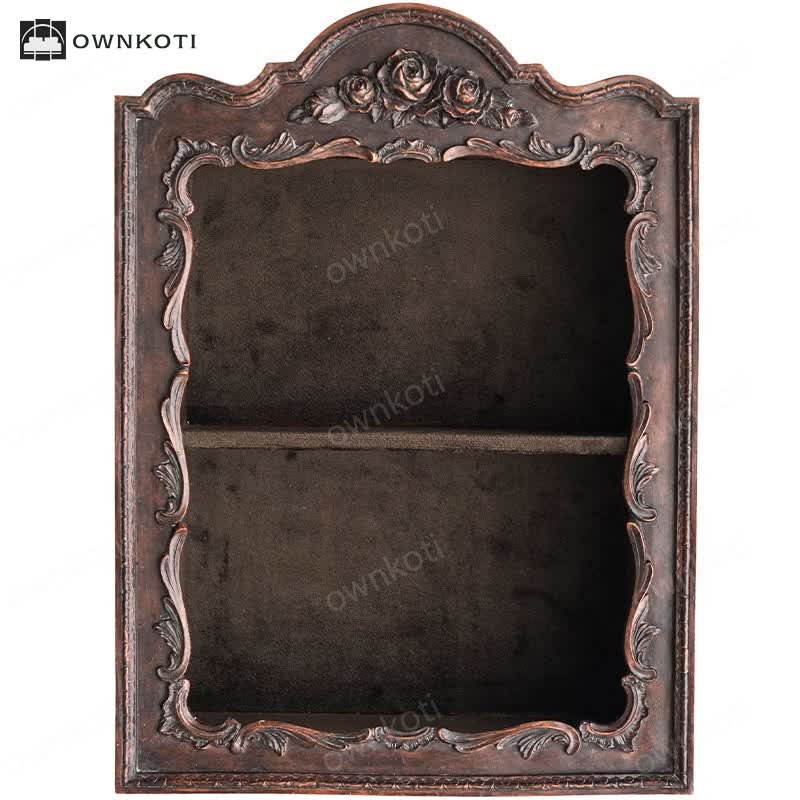 French Retro Carved Multi-layer Wall Cabinet