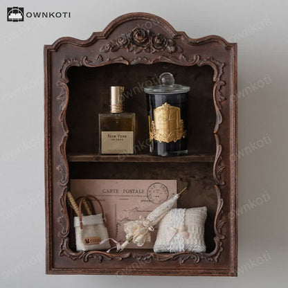 French Retro Carved Multi-layer Wall Cabinet