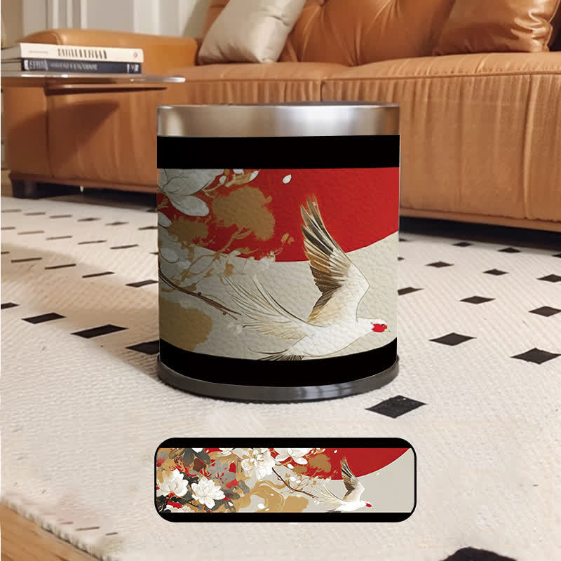 Large Capacity Floral Bird Decorative Trash Can