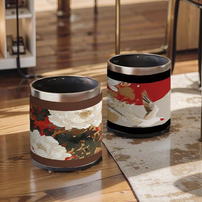 Large Capacity Floral Bird Decorative Trash Can