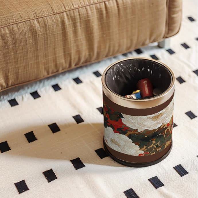 Large Capacity Floral Bird Decorative Trash Can