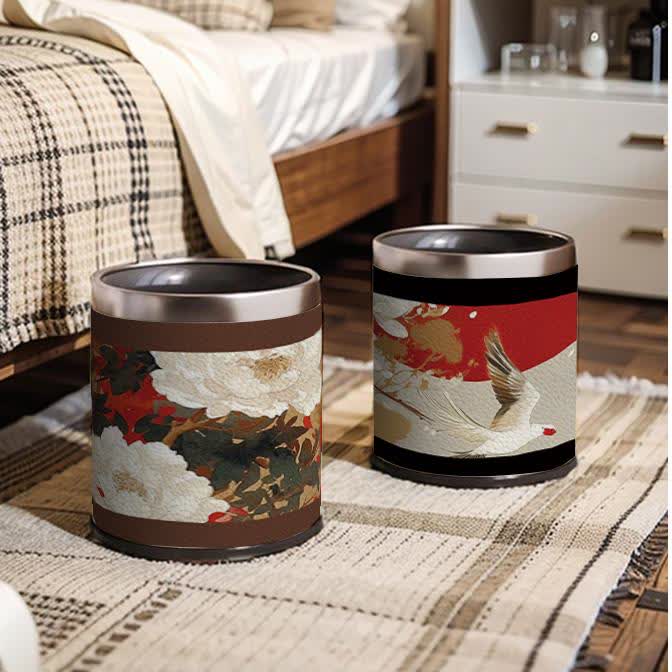 Large Capacity Floral Bird Decorative Trash Can