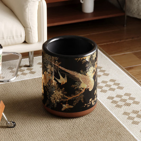 Ownkoti Vintage Floral Bird Durable Trash Can - B - 9"W x 9"L x 12"H - image 0