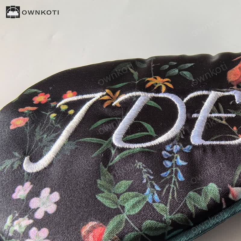 Floral Print Simulated Silk Blackout Sleep Eye Mask