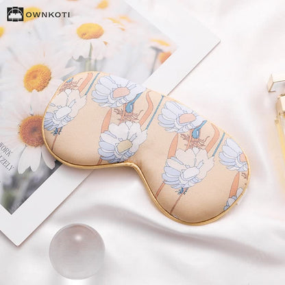 Art Flower Print Imitation Silk Sleep Eye Mask