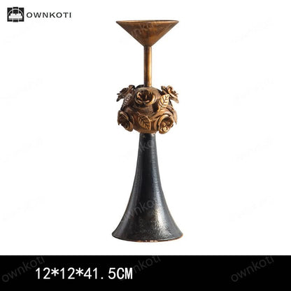 Retro Luxury Rose Candle Holder Decorative Ornament