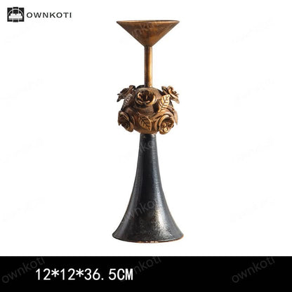 Retro Luxury Rose Candle Holder Decorative Ornament