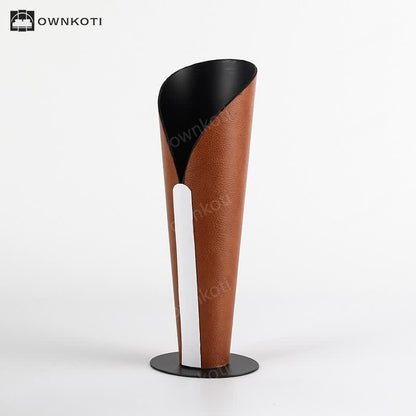 Luxury Torch Metal Leather Vase Decorative Ornament