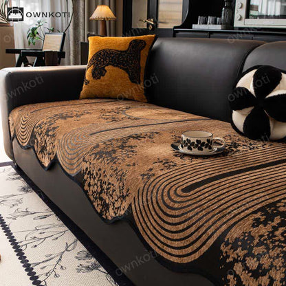 Retro Wave Plant Non-slip Sofa Cover