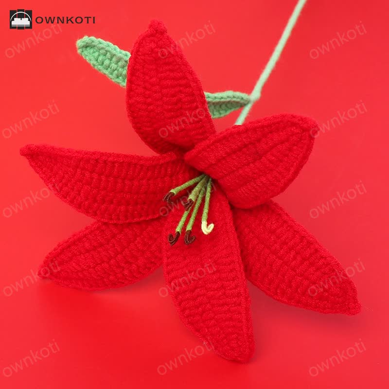 Handmade Knitted Crochet Lily Branch Decor