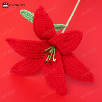 Handmade Knitted Crochet Lily Branch Decor