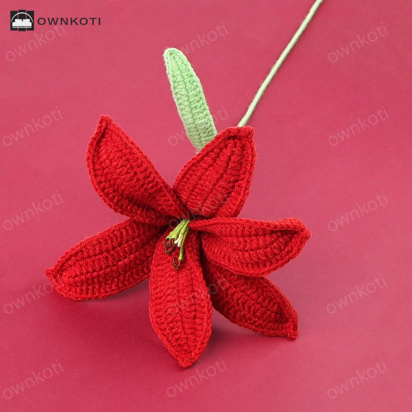 Handmade Knitted Crochet Lily Branch Decor