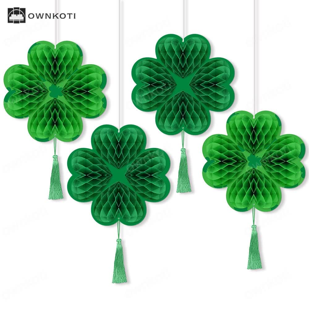 Lucky Green Clover Hanging Honeycomb Decor(4 PCS)