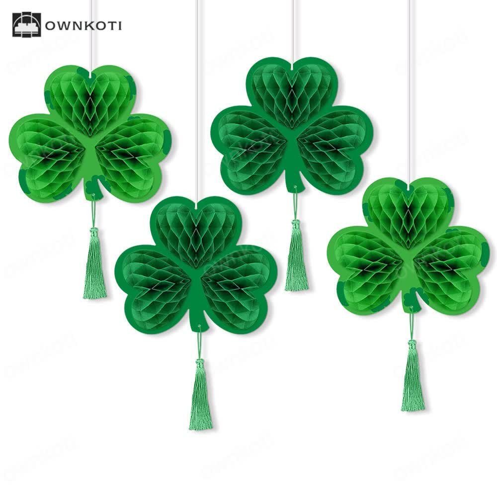 Lucky Green Clover Hanging Honeycomb Decor(4 PCS)