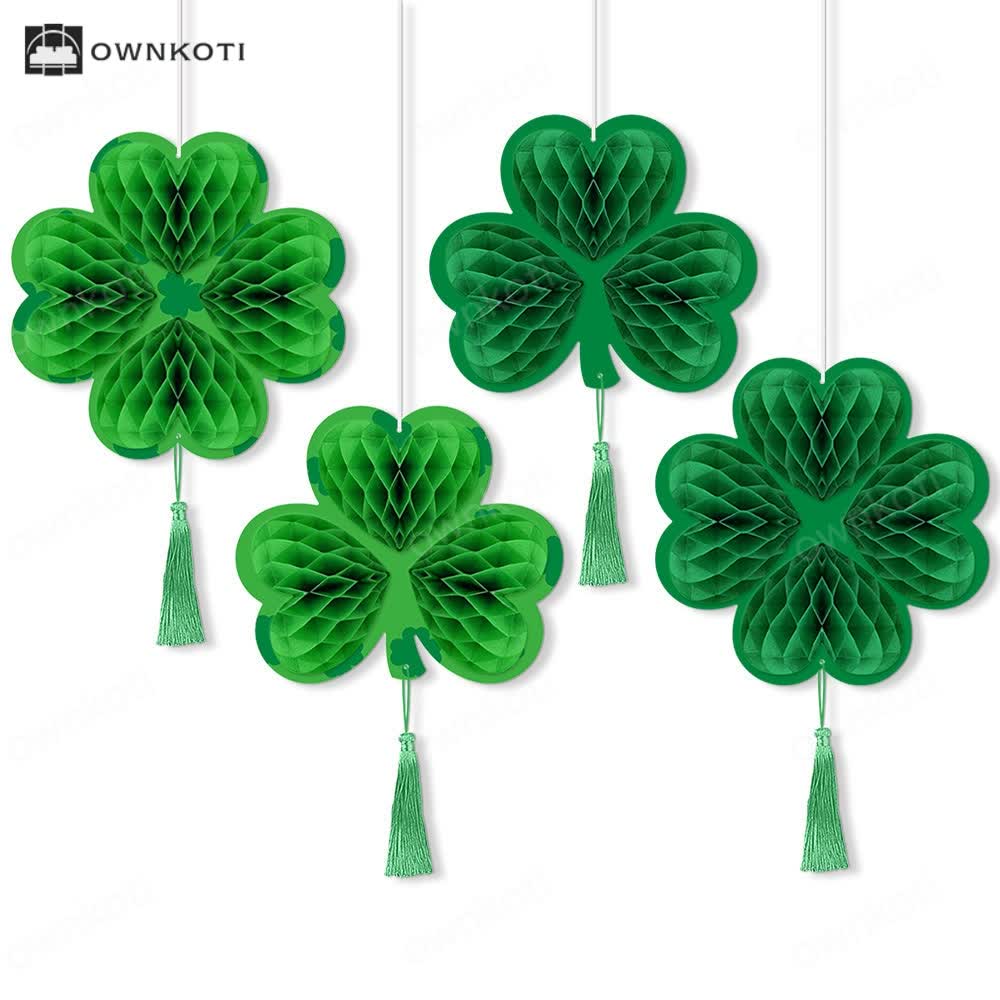 Lucky Green Clover Hanging Honeycomb Decor(4 PCS)