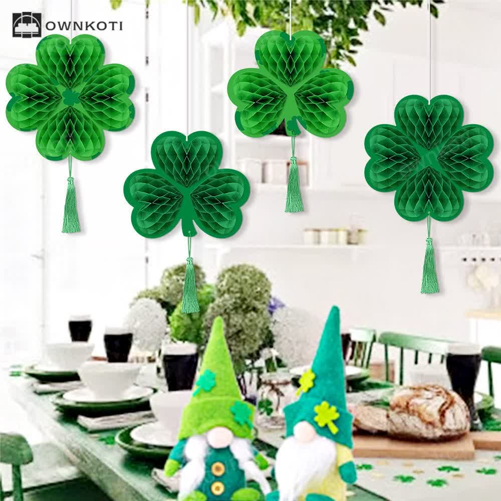 Lucky Green Clover Hanging Honeycomb Decor(4 PCS)