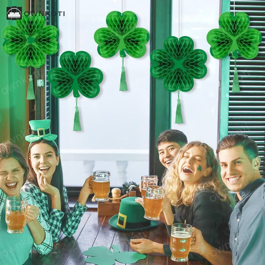 Lucky Green Clover Hanging Honeycomb Decor(4 PCS)