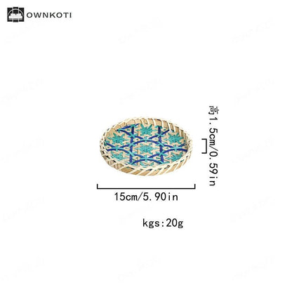 Hand-woven Colorful Rattan Storage Round Basket