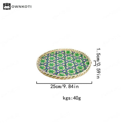 Hand-woven Colorful Rattan Storage Round Basket
