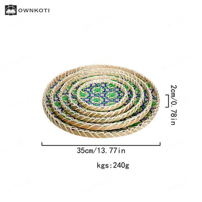 Hand-woven Colorful Rattan Storage Round Basket
