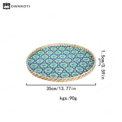 Hand-woven Colorful Rattan Storage Round Basket