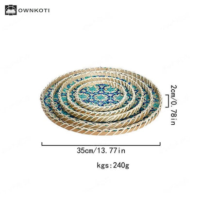 Hand-woven Colorful Rattan Storage Round Basket