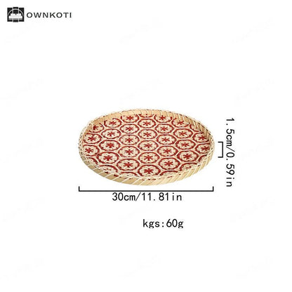 Hand-woven Colorful Rattan Storage Round Basket