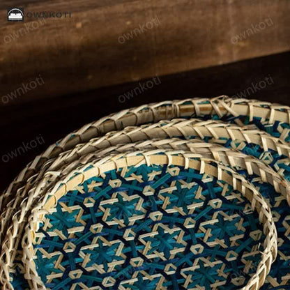Hand-woven Colorful Rattan Storage Round Basket